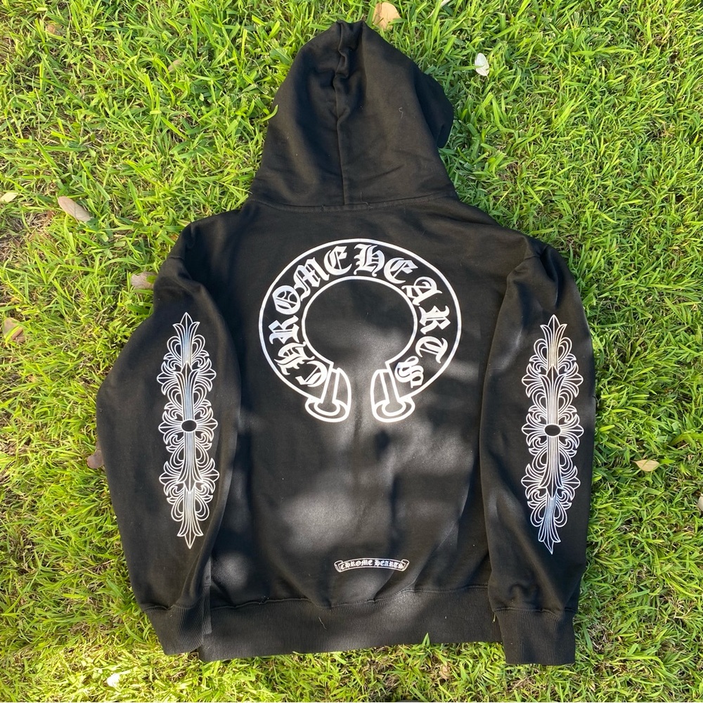 Chrome Hearts Black Zip-Up with White Emblem